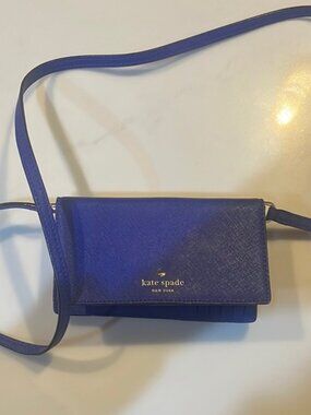 Kate Spade Glass Blue Leather Crossbody wallet